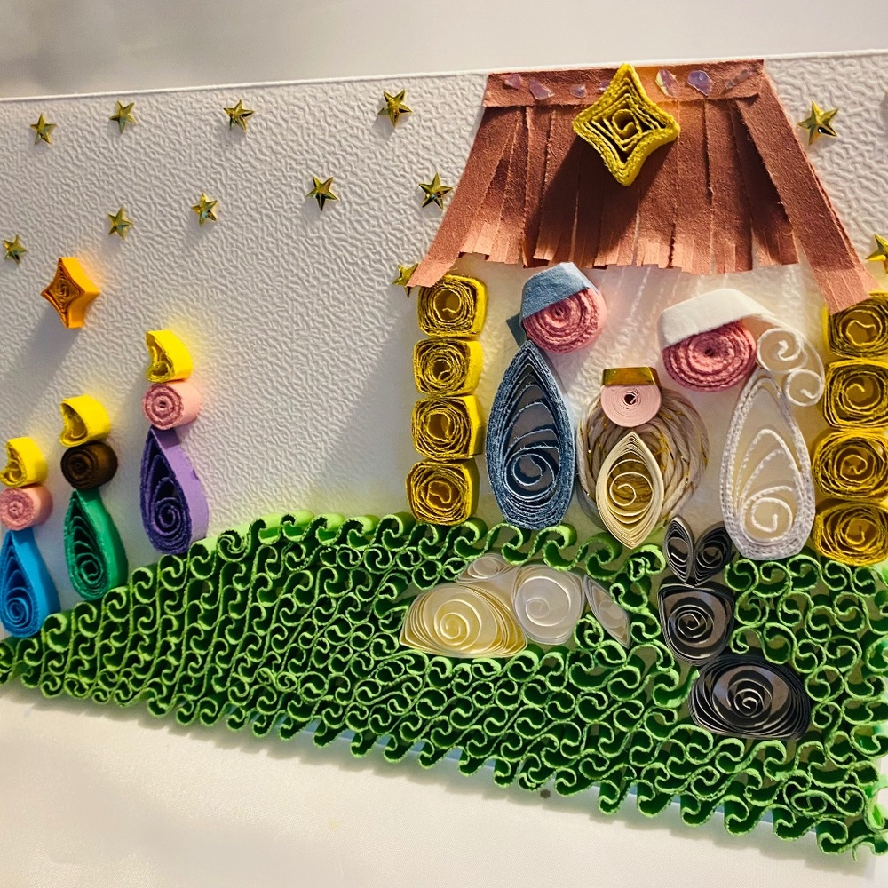 Quilling Nativity scene Card, luxury Christmas Card